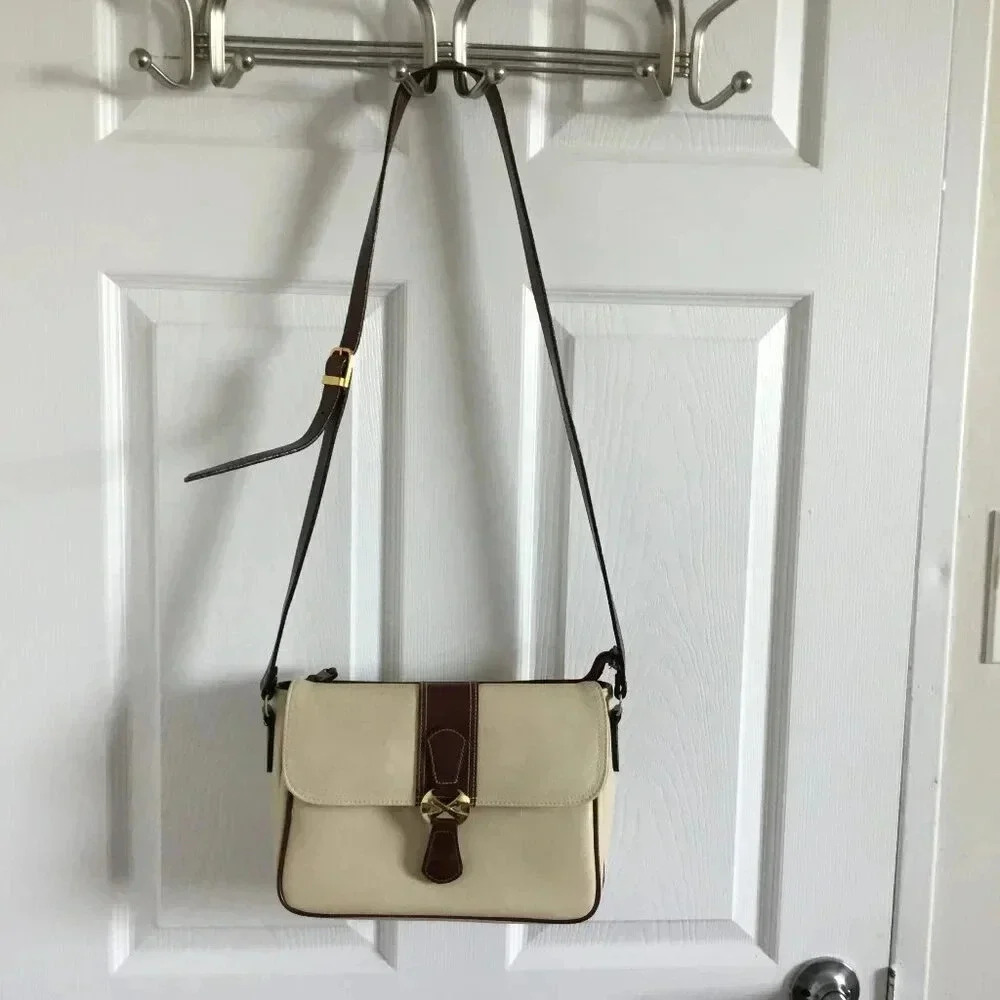 Vintage Carryland  2 tone beige brown leather bag
